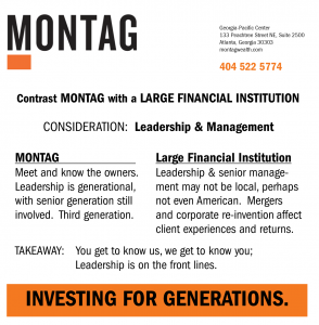 Contrast MONTAG with a LARGE FINANCIAL INSTITUTION - Leadership & Management